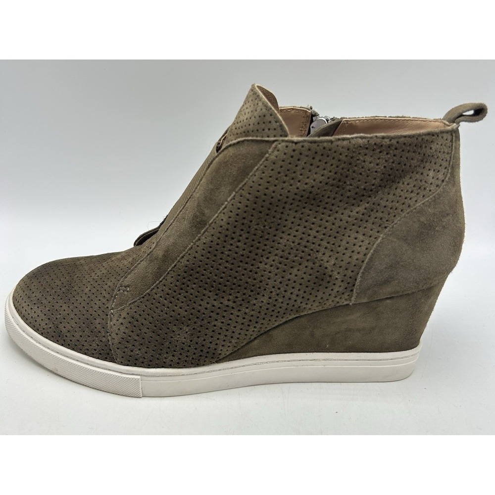 Linea Paolo Wedge Platform Sneakers Womens 7.5 M Zip Ankle Booties Green Faux